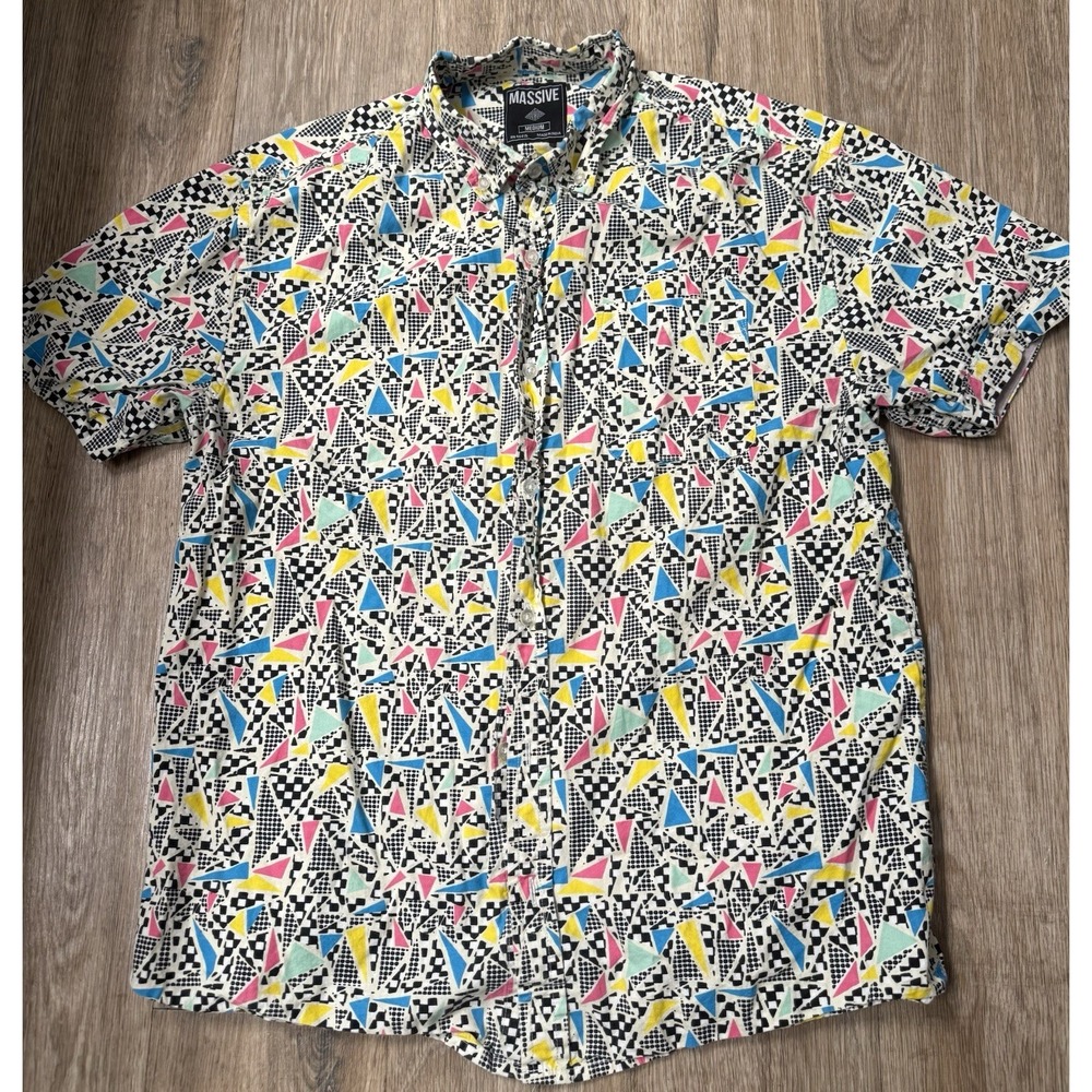 VTG Super Massive 80s / 90s / Y2k Style Button Up Shirt Abstract Print Cotton M